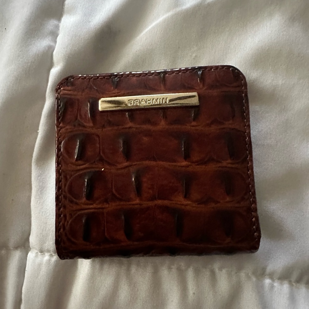 Brahmin Croc-Embossed Brown Money Clip